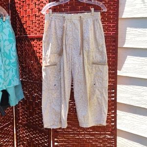 Summer crop pants. Paisley print in a light tan color worn once